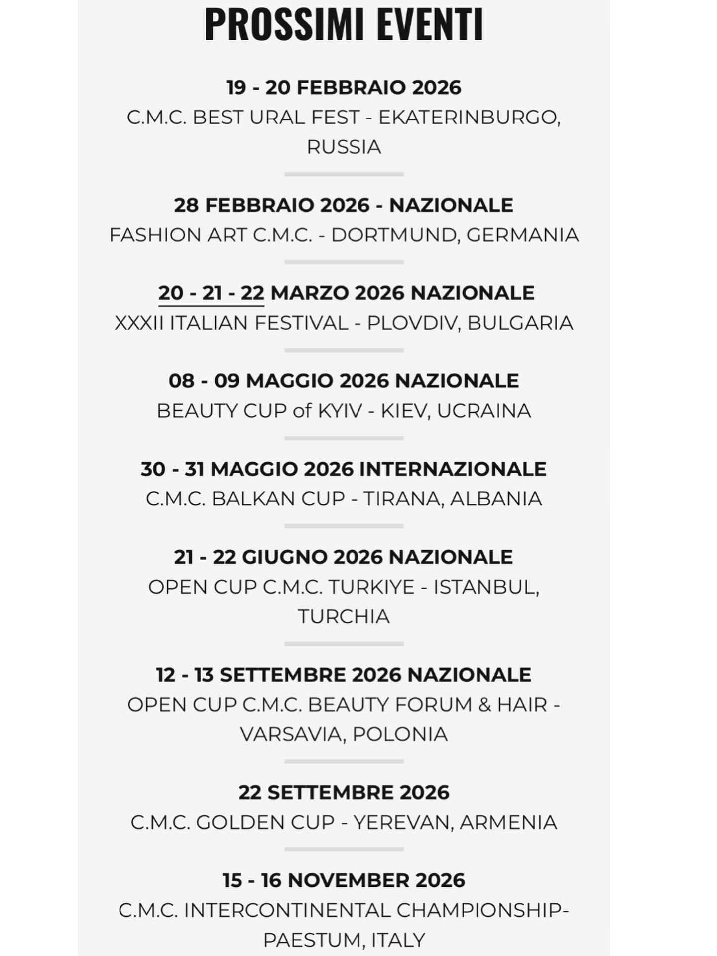 Le calendrier CAT 2026.